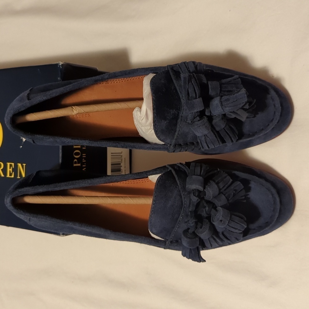 Polo Ralph Lauren Ashtyn Indigo blue reverse suede loafers Size 6 B. - Picture 2 of 8